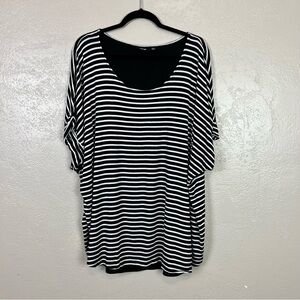5 for $30 Apt 9 WOMENS 3 XL Short Sleeve BLACK and WHITE‎ STRIPED Comfort Blouse